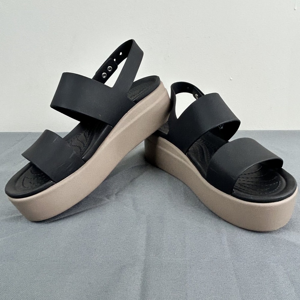 Crocs Brooklyn Low Wedge Platform Sandals Women's Size 6 Black